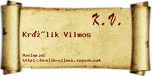 Králik Vilmos névjegykártya