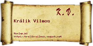 Králik Vilmos névjegykártya